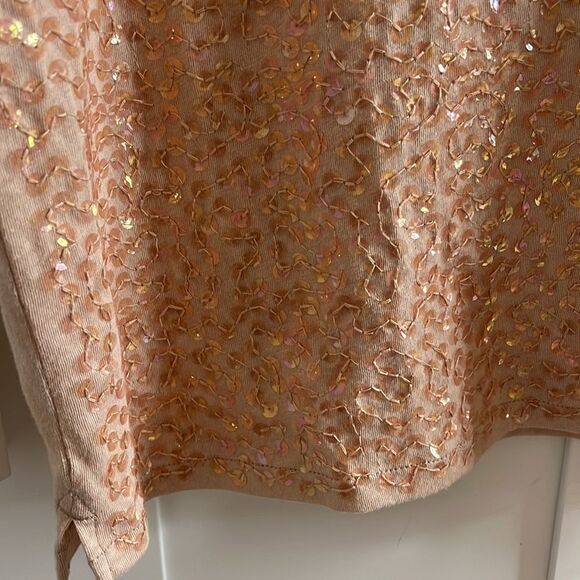 J. crew Sequined Tee shirt size medium pink/peach - Picture 10 of 12